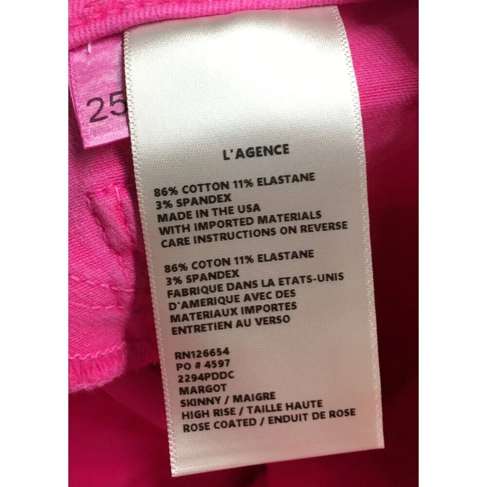 L'Agence Jeans Women's Size 25 Rose Margot Skinny Coated Cotton Blend